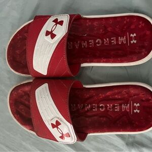 Under Armour Men’s/youth Red and White Slide Sandals